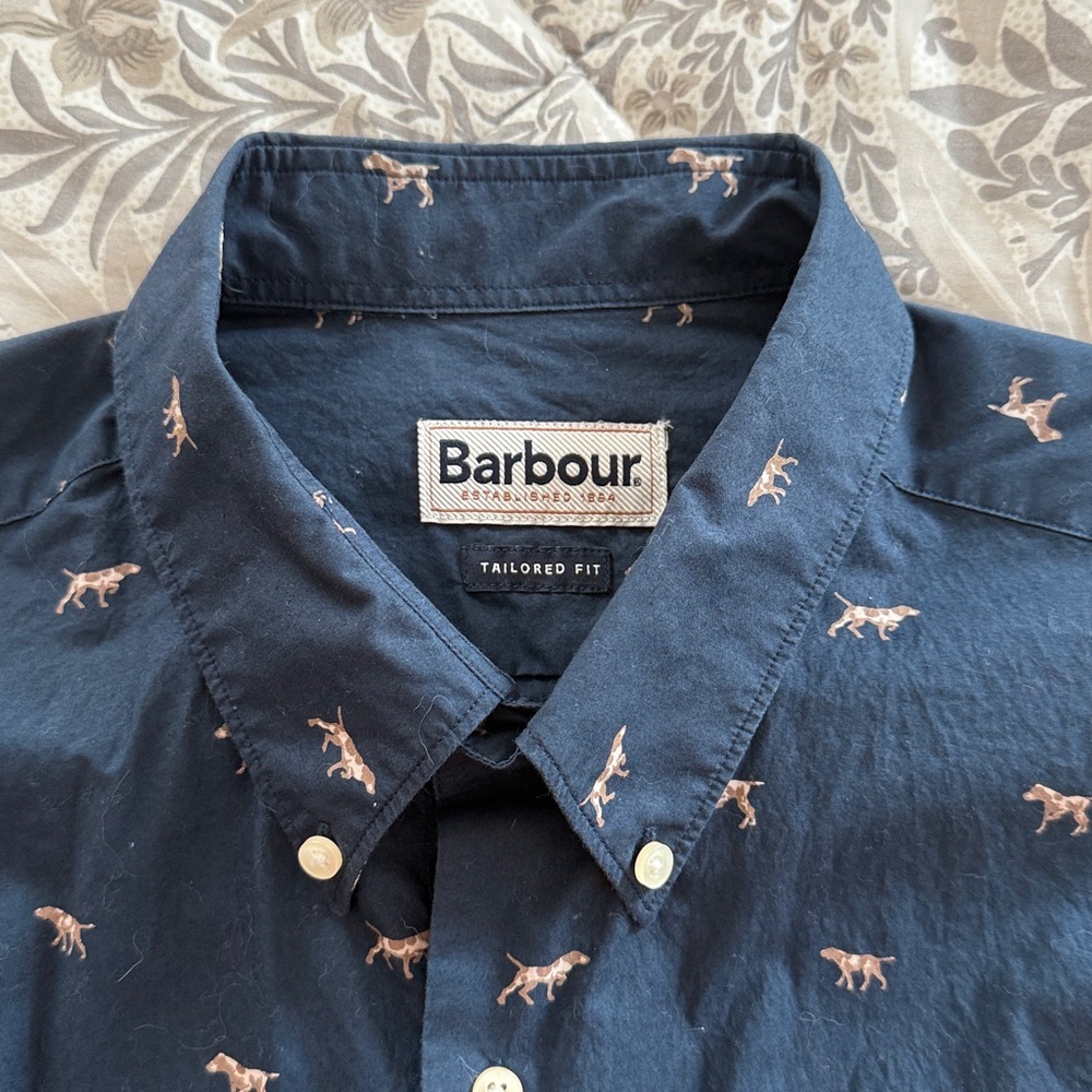 Barbour Dark Blue Shirt with Dog Pattern